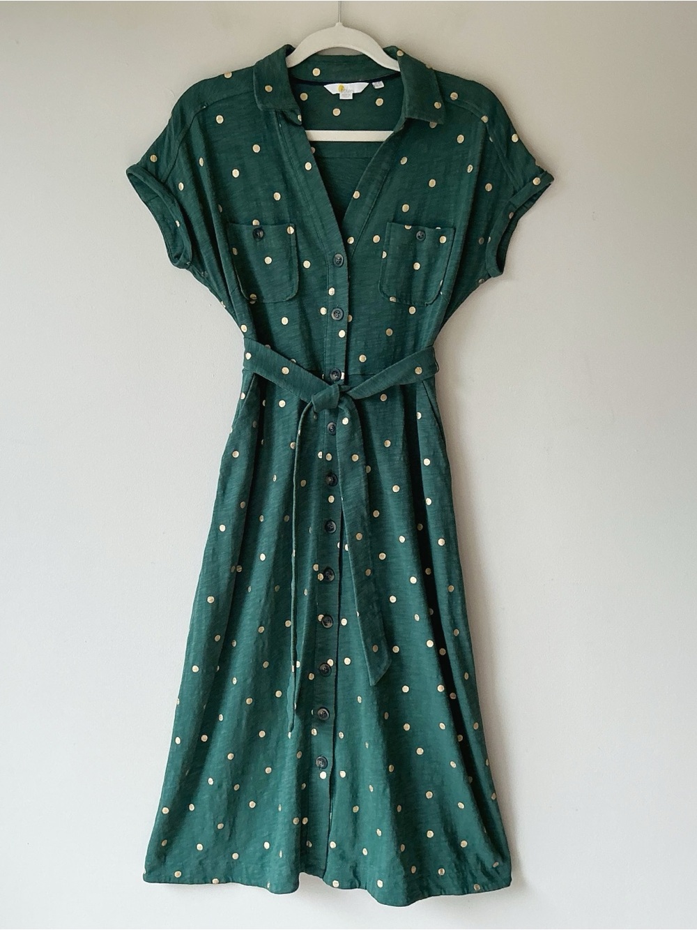 Boden Thomasina Jersey Shirt Dress Midi in Green Size 4 - Picture 3 of 9